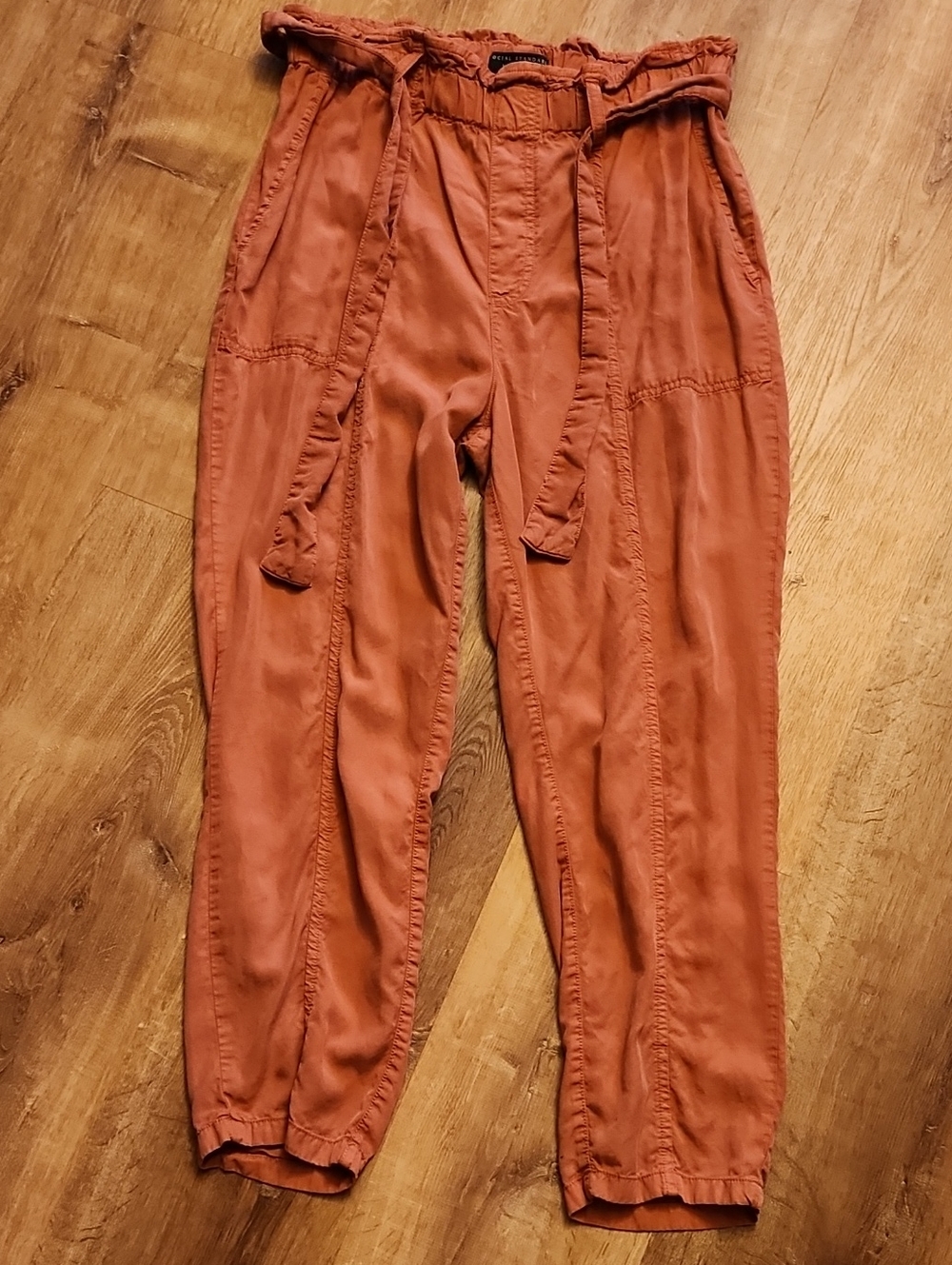 Social Standard Paperbag Waist Pants - Dusty Rose, Size L
